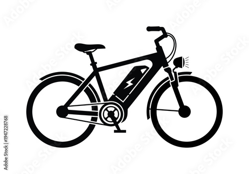 Vector electric bicycle icon, black