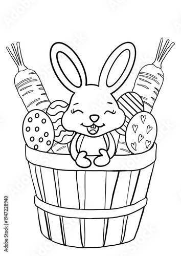 Easter Eggs and Bunny Coloring Page – Printable Holiday Activity for Children