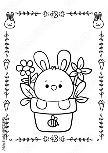 Easter Eggs and Bunny Coloring Page – Printable Holiday Activity for Children