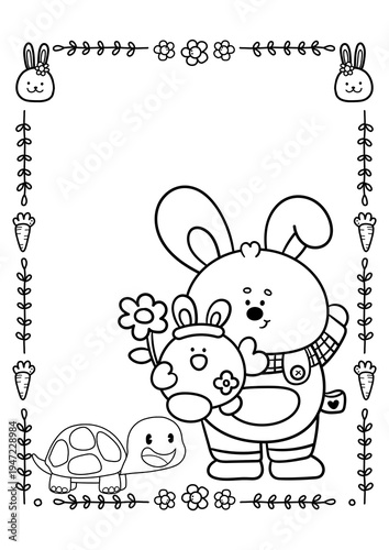 Easter Eggs and Bunny Coloring Page – Printable Holiday Activity for Children