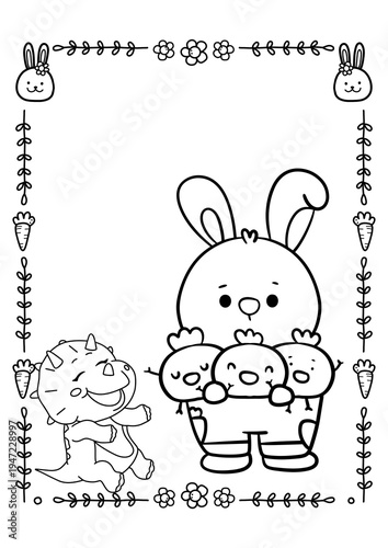 Easter Eggs and Bunny Coloring Page – Printable Holiday Activity for Children