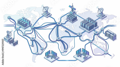 Global network infrastructure and communication technology.