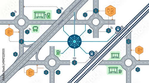 infographic of a transport network system.