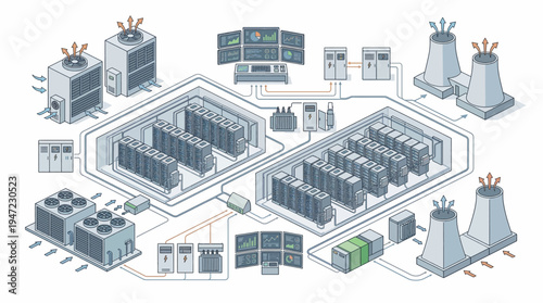 Industrial infrastructure and technology concept.