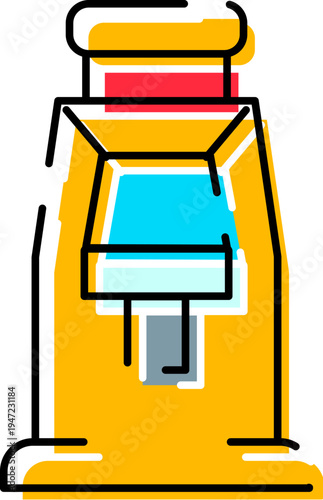 Hydraulic jack tool, an essential industrial equipment providing powerful lifting for heavy machinery and vehicle repairs, featuring a flat color vector design