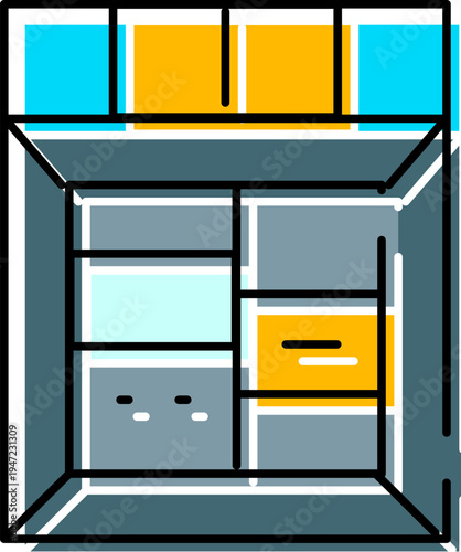 Wardrobe closet system offering organized storage with shelves and compartments, conceptualizing home organization, interior design, and furniture solutions for modern living spaces