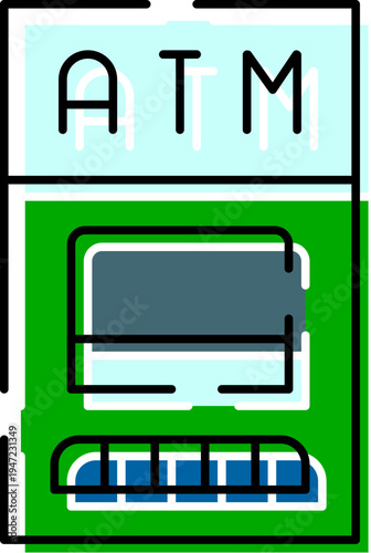 Automated teller machine icon illustrating banking services and financial transactions, representing convenient access to cash and managing personal finances