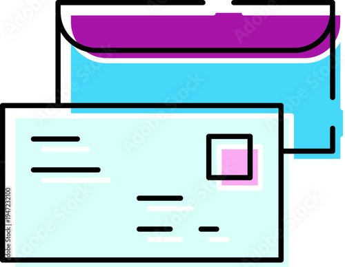 Mail icon depicting an envelope with a letter, symbolizing essential postal service, correspondence, and communication for business and personal messages