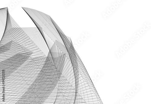 Abstract architectural building vector 3d illustration