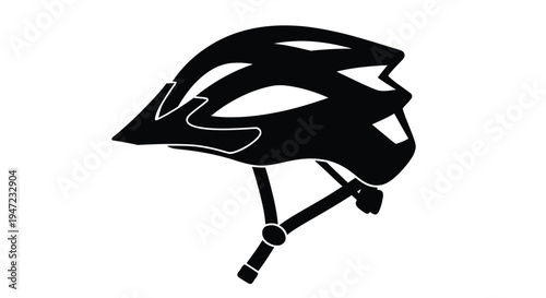 Black silhouette of a cycling helmet against a plain white background