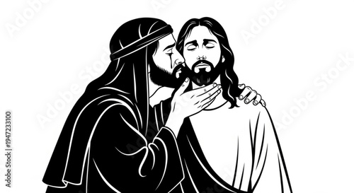 Biblical Betrayal Kiss Illustration