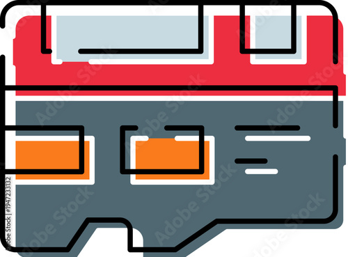 Micro sd card icon illustrating flash memory technology, used for portable digital file storage in various electronic devices like cameras, phones, and computers