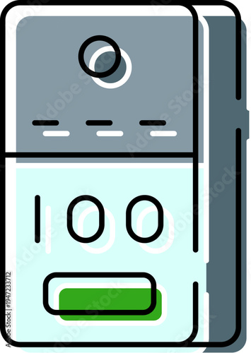 Smart home intercom icon showing access control and communication panel for residential or commercial buildings, digital doorbell device symbolizing security, convenience, and connectivity
