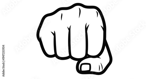 A simple black and white illustration of a clenched fist facing forward