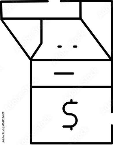 Automated teller machine box presenting a dollar currency symbol, illustrating financial transactions, banking operations, and cash withdrawal services