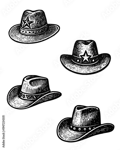 Conjunto de Chapéus de Couro Nordestinos Estilo Cordel e Xilo