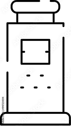 Pepper mill line icon presenting a kitchen utensil and spice grinder, representing food preparation, cooking, seasoning, and flavoring dishes in a simple graphic illustration