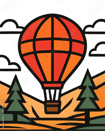 Balão de Festa Junina Colorido em Estilo de Arte de Cordel