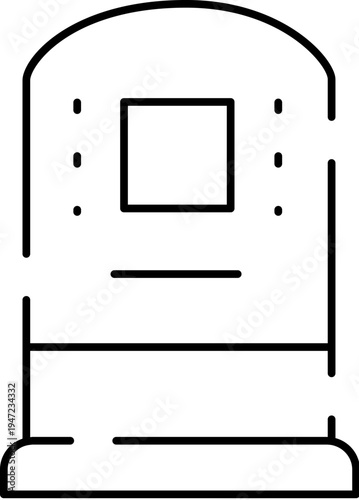 Tombstone line icon design offering a visual representation of death, mourning, and remembrance, suitable for graphic interfaces and abstract concepts of loss or history