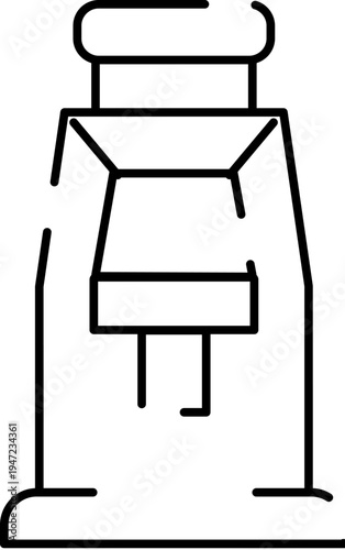 Espresso machine appliance design presenting a stylized line art icon, useful for web elements, apps, user interfaces, or kitchenware illustrations, a symbol of beverages and morning rituals