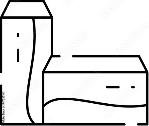 Abstract contour illustration depicting a modern architectural structure with distinct geometric shapes, representing contemporary design and urban development concepts