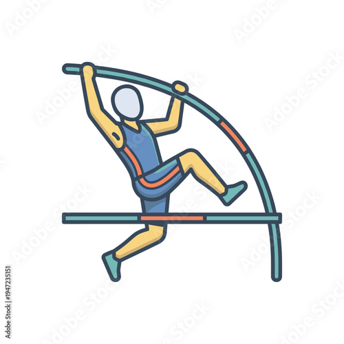 Pole vault athlete in action performing a jump during a sports competition