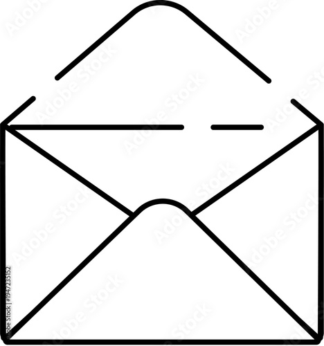 Outline icon of an open envelope symbolizing communication, digital messaging, and the act of sending or receiving electronic mail in a modern interface design