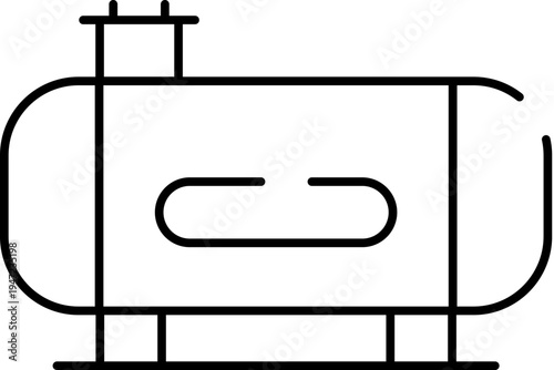 Horizontal industrial storage tank used for holding and transporting various liquids or gases like petroleum, natural gas, oil, and other fuels, critical for energy and chemical industries