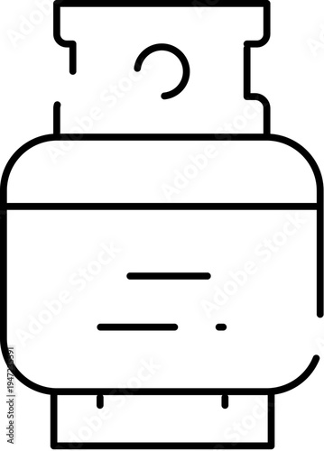 Gas cylinder in a minimalist linear design, symbolizing an essential resource for cooking, heating, and various industrial applications, representing power, safety, and sustainable energy solutions