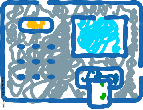 Simplified graphic illustration of an automatic teller machine with a screen, keypad, card reader, and cash dispenser, symbolizing financial convenience and digital banking services