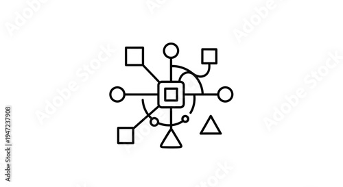 Abstract Geometric Network Connection Concept, Digital Technology and Data Flow