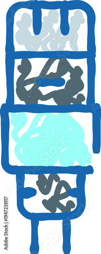 Abstract doodle of a classic vacuum tube showing internal components, a minimalist sketch representing vintage analogue electronics, radio technology and circuitry innovation