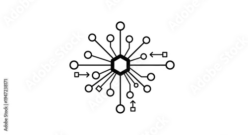 Abstract Network Connection Hub with Data Flow and Nodes