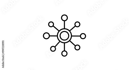 Abstract Network Connection Icon - Central Hub and Spokes
