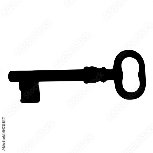 Black silhouette illustration of two keys on a circular keyring, simple flat vector graphic, minimal design, no shadows, centered composition, white or light grey background.