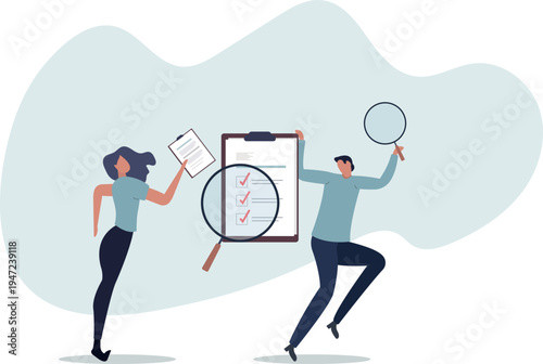 Quality control and satisfaction standard inspection.Production and manufacturing process review and examination.person's life situation and his activities.