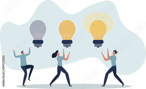 Employee engagement and motivation with inspiration.New idea generation in brainstorm team as professional staff stimulus .person's life situation and his activities.