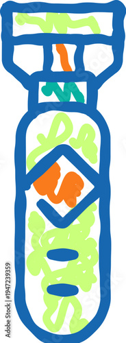 Electric razor appearing as a stylized doodle drawing illustration, highlighting concepts of body grooming, personal hygiene, and modern shaving technology on a clean white background