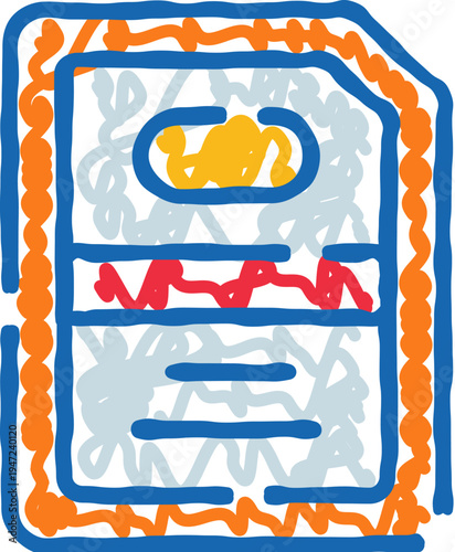 Playing card doodle icon illustrating a card game, representing collectible entertainment and hobby themes with illustrative line art on a white background