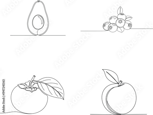 Four sketches of jewelry pieces with leaf and fruit motifs