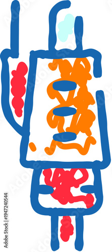 Human body internal organs anatomical drawing illustrating the complex systems of the torso, including digestive and circulatory elements, with abstract lines and shapes