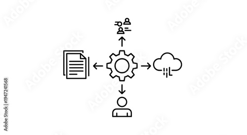 Business process automation with cloud integration and user management icons