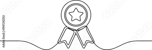 Achievement Badge icon. One line draw graphic design vector