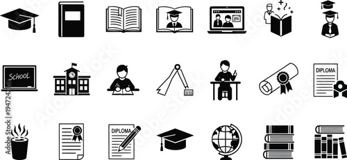 Academic education and school icons design