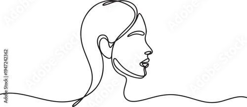 Continuous line beauty surgery concept. One line draw graphic design vector