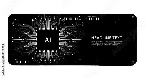 Electric Blue Circuit Board Background with AI Chip and Big Data Technology Concept Vector