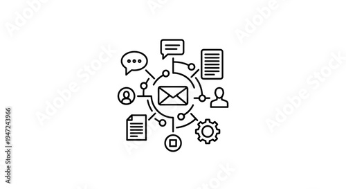 Email Marketing and Communication Network Concept with Icons