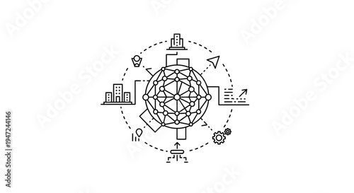 Global Network Connection, Digital Transformation, Business Growth, Technology Concept