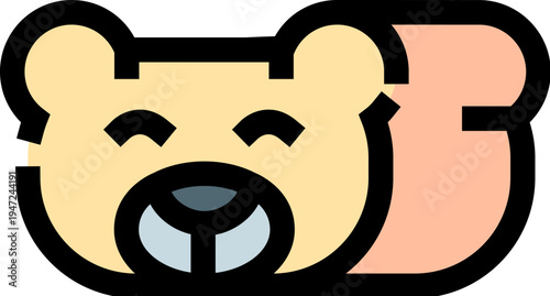 Cute brown bear face forming a delicious baked bread loaf, perfect as an animal themed bakery shop emblem, breakfast pastry symbol, or sweet snack food graphic