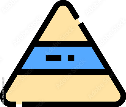 Pyramid structure icon displaying layered levels, representing conceptual prioritization, business organization, and the systematic arrangement of needs in a hierarchical model